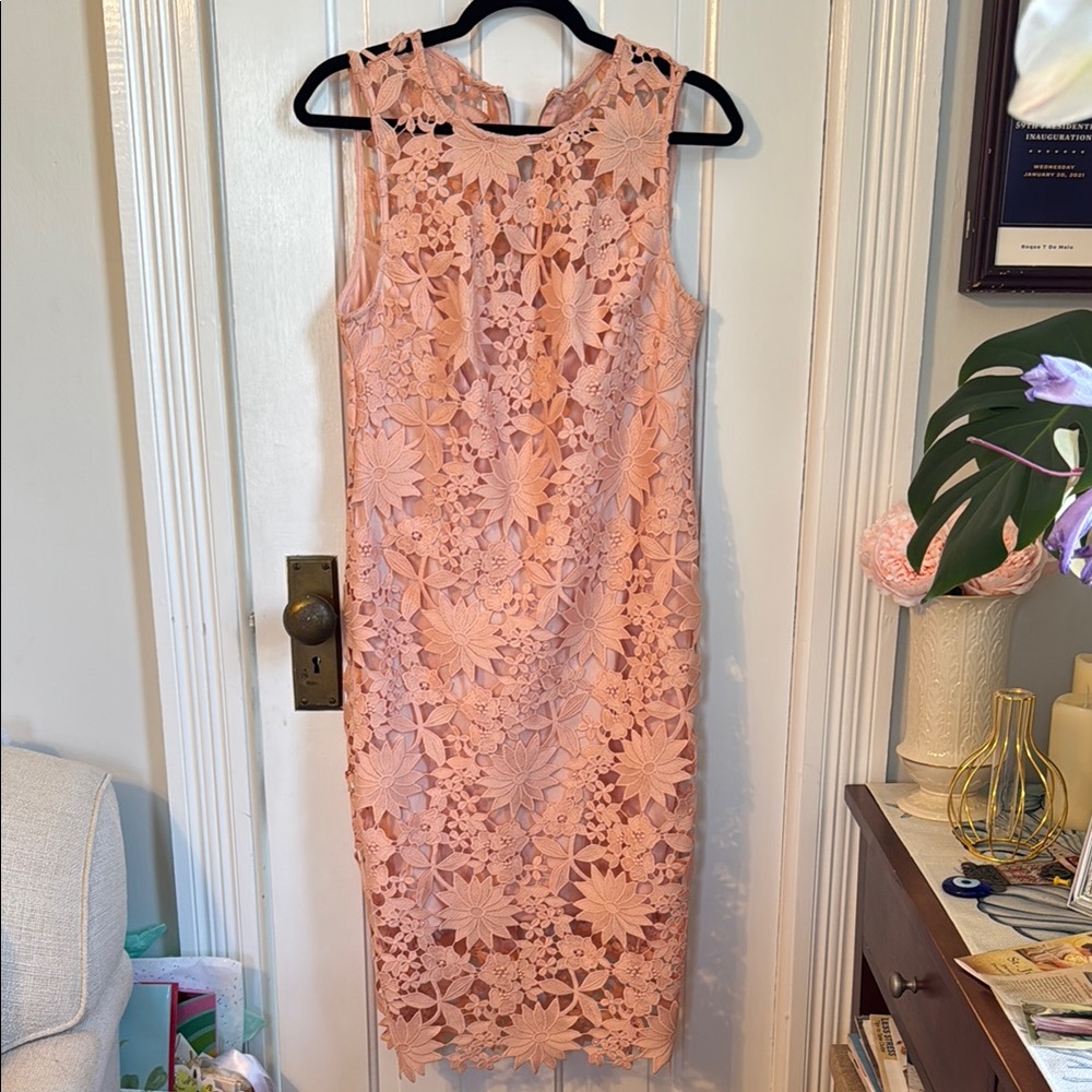 Calvin Klein Pink Sleeveless Sheath Midi Dress